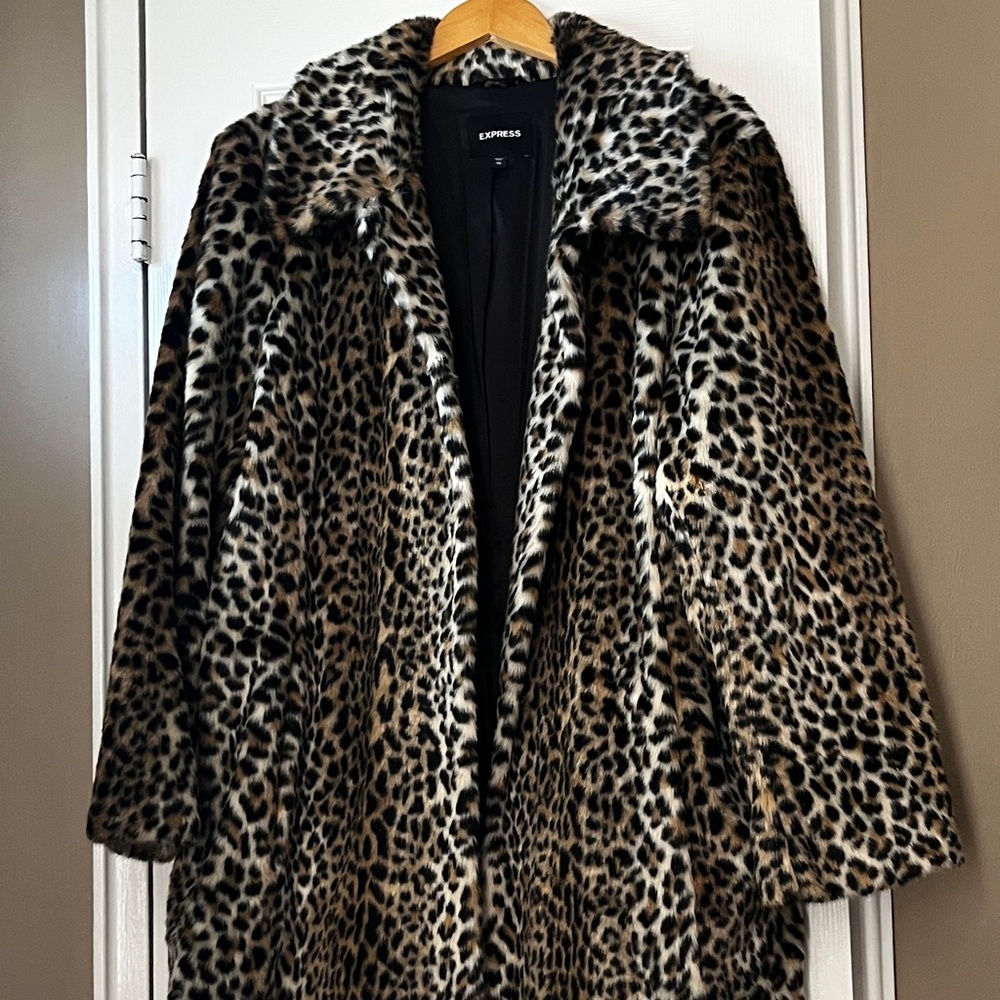 Express Animal Print Teddy Jacket